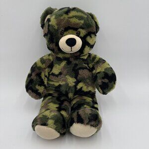 Build A Bear Camo Teddy Bear Plush 17" Stuffed Animal Green Brown Camouflage